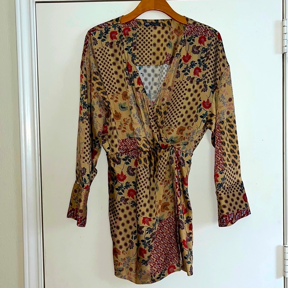 Zara Floral/Paisley Silk Romper with Hidden Skort, Medium